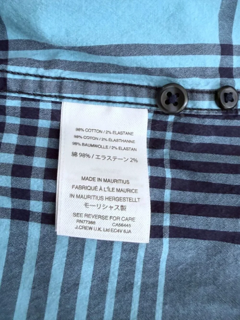 J.Crew Men's Navy Blue Turquoise Plaid Button Down Shirt XLT
